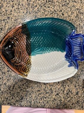 Ceramic Fish Serving Platter - Multicolor